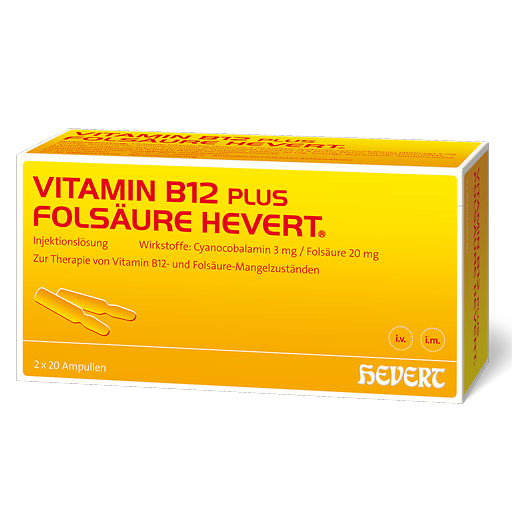 VITAMIN B12 PLUS Folsäure Hevert a 2 ml Ampullen
